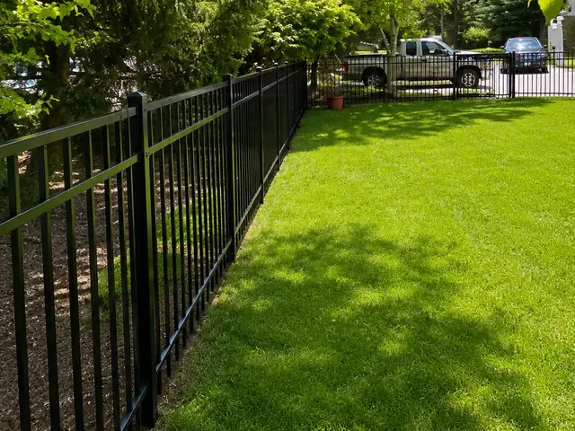 Aluminum Fence Along Driveway & Treeline