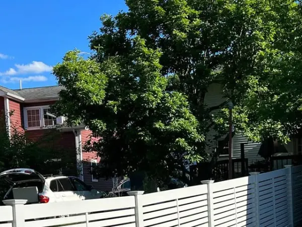 White Horizontal Slat Vinyl Fence
