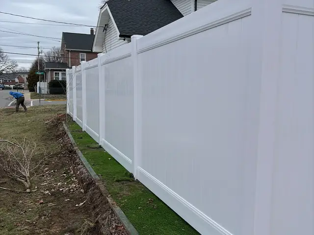White Vinyl Privacy Fence — Corner Post Detail